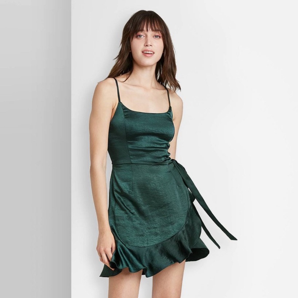 Sleeveless Satin Wrap Dress